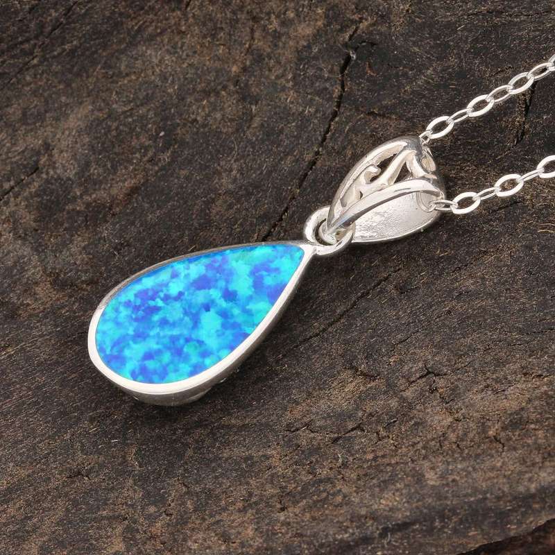 Secret Garden: Teardrop Synthetic Opal Necklace