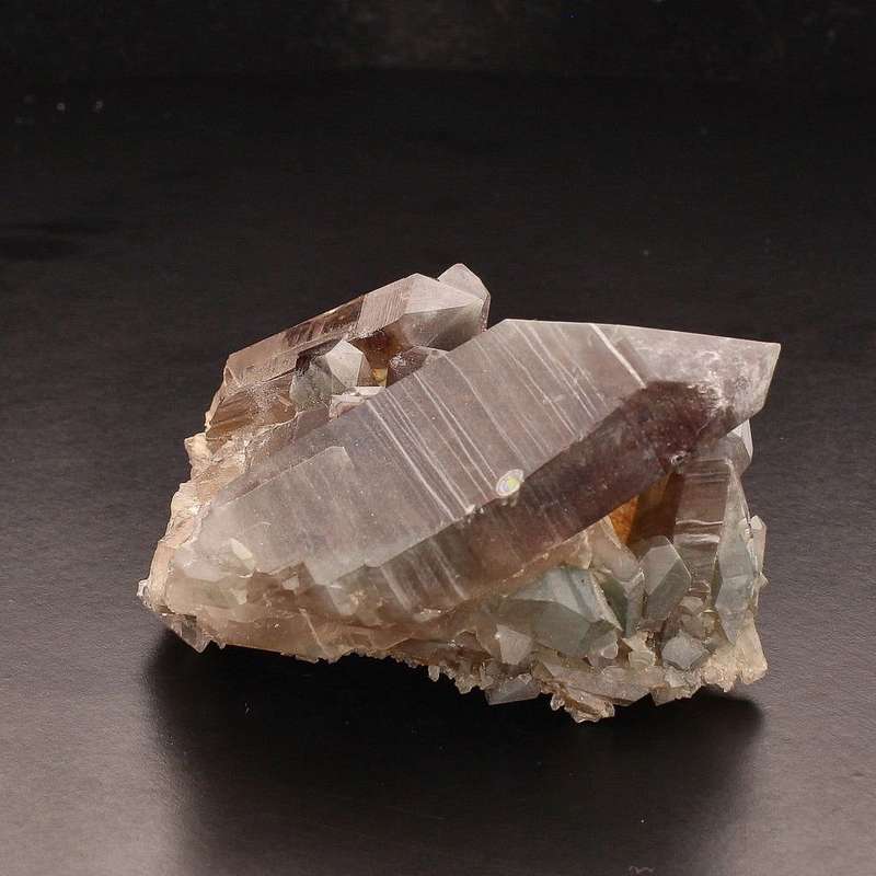 Smoky Quartz Chlorite Coated Cluster