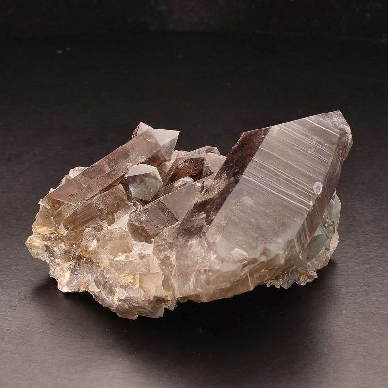 Smoky Quartz Chlorite Coated Cluster