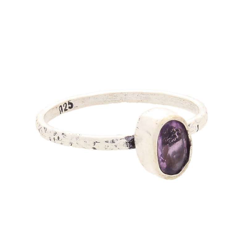 Stacks of Style: Purple Amethyst Oval Sterling Silver Stackable Ring