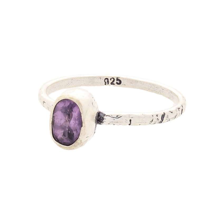 Stacks of Style: Purple Amethyst Oval Sterling Silver Stackable Ring