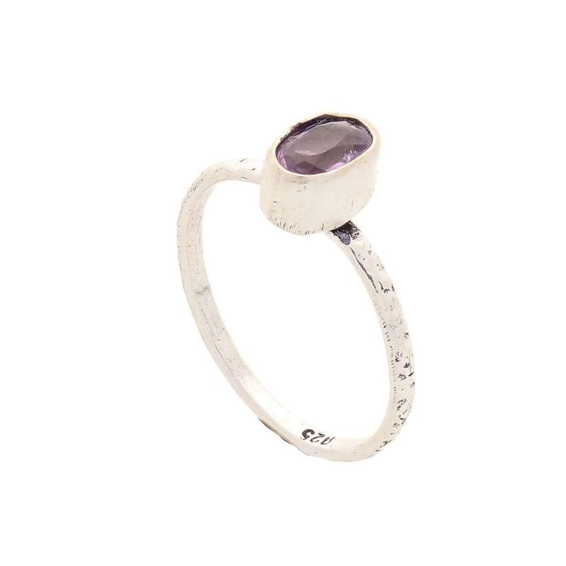 Stacks of Style: Purple Amethyst Oval Sterling Silver Stackable Ring