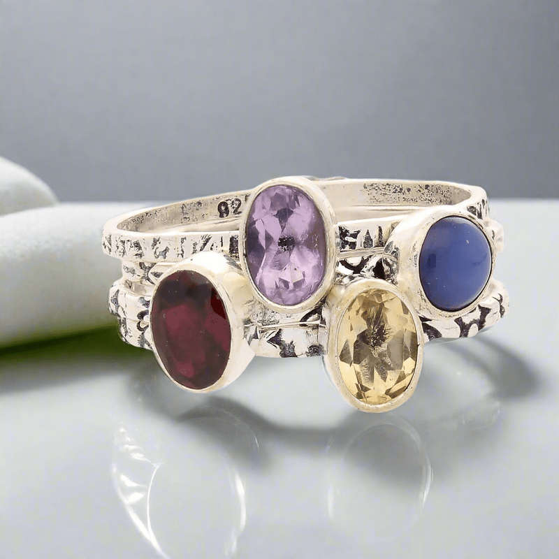 Stacks of Style: Purple Amethyst Oval Sterling Silver Stackable Ring