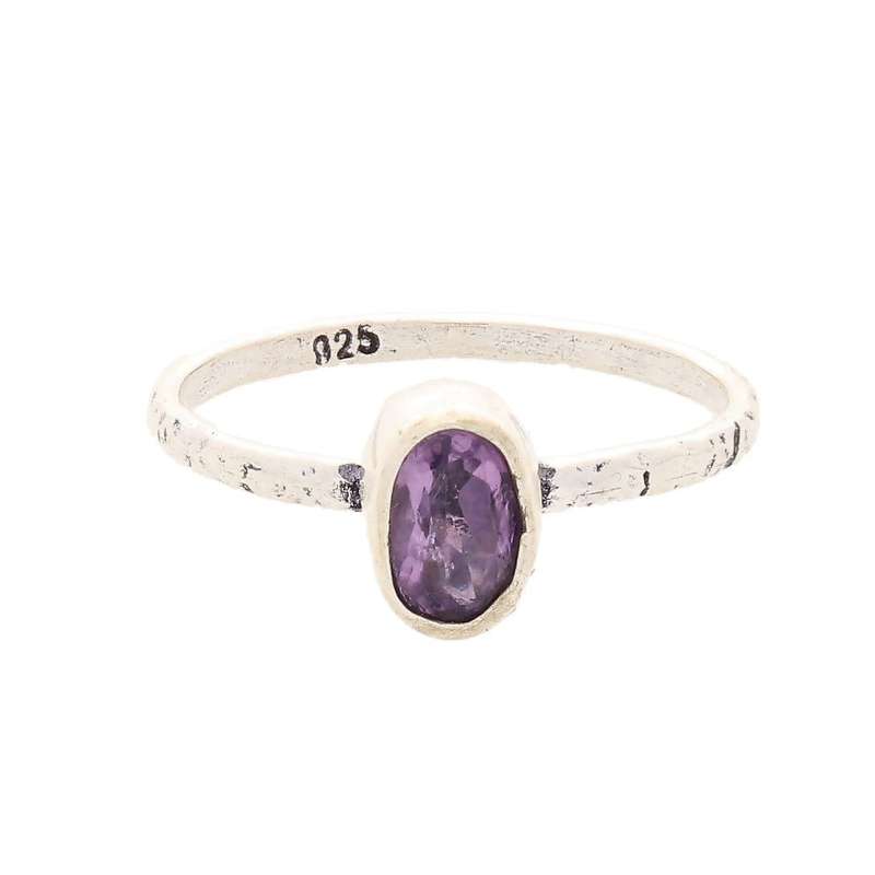 Stacks of Style: Purple Amethyst Oval Sterling Silver Stackable Ring