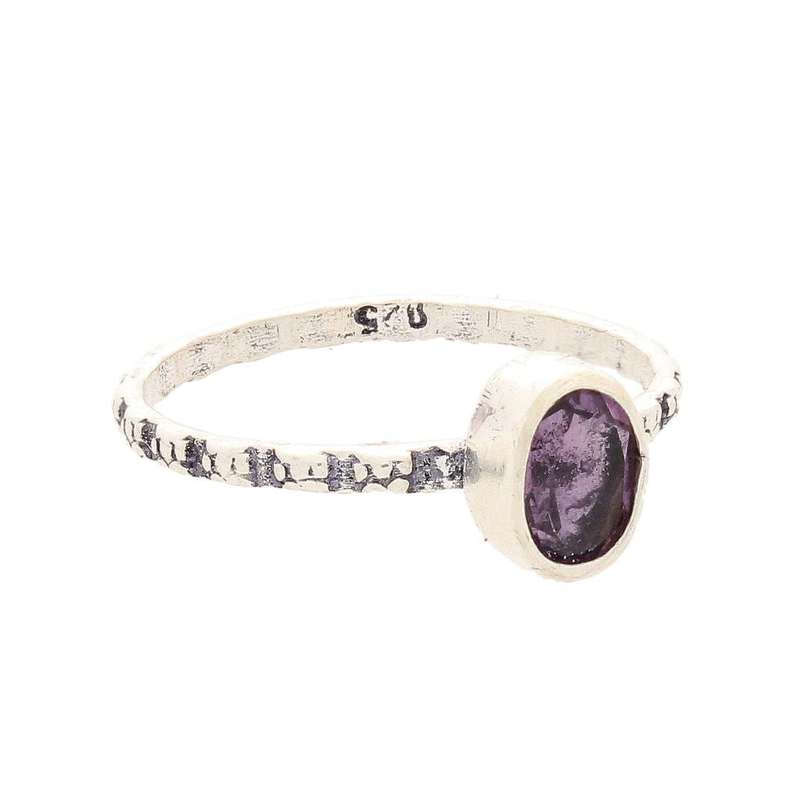 Stacks of Style: Purple Amethyst Oval Sterling Silver Stackable Ring
