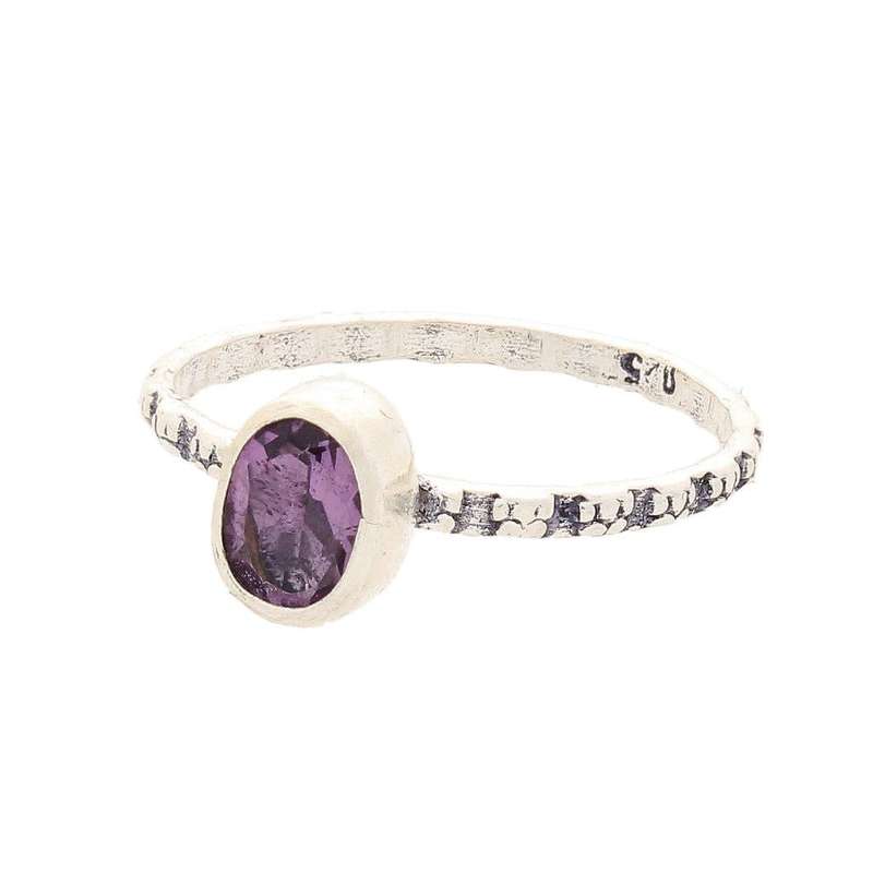 Stacks of Style: Purple Amethyst Oval Sterling Silver Stackable Ring