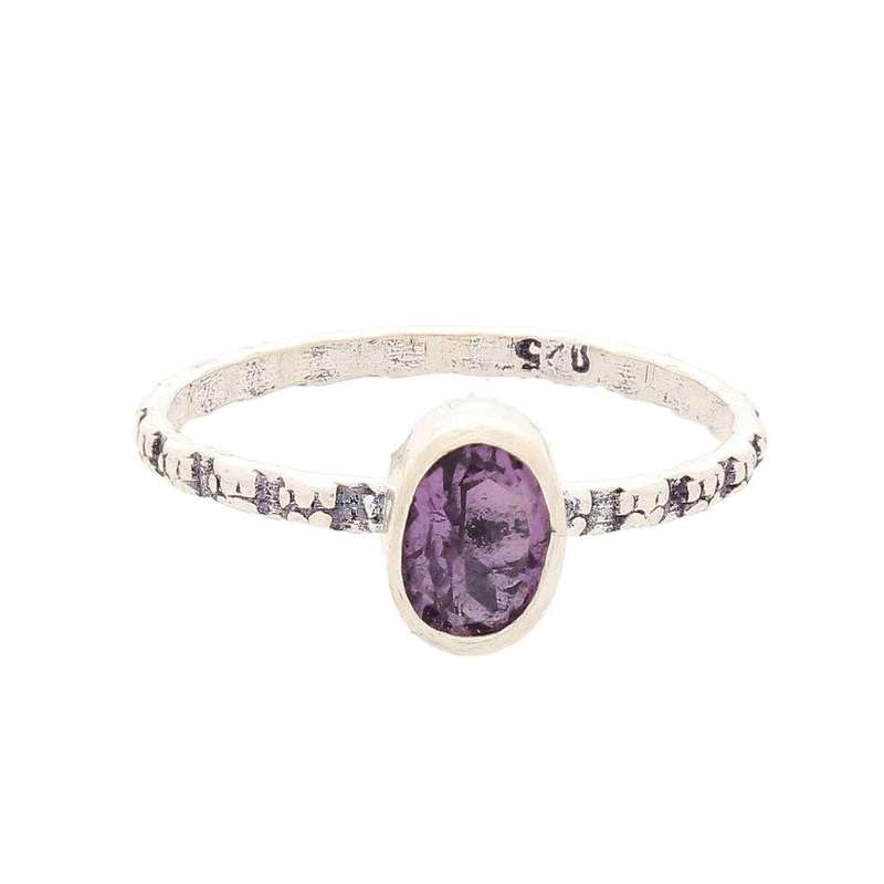 Stacks of Style: Purple Amethyst Oval Sterling Silver Stackable Ring