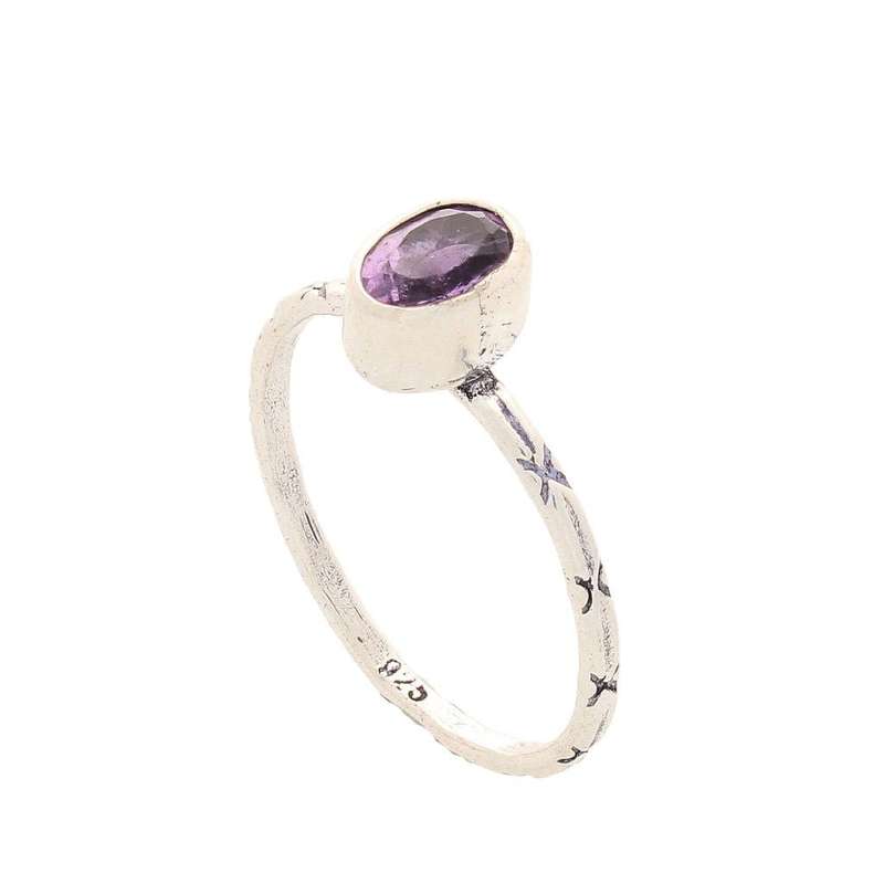 Stacks of Style: Purple Amethyst Oval Sterling Silver Stackable Ring