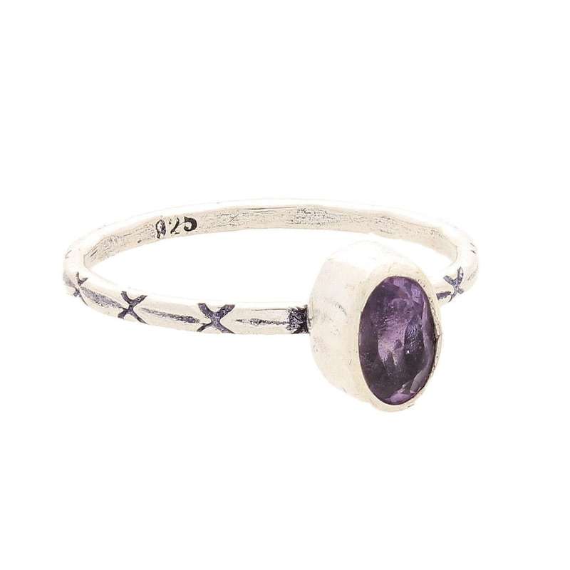 Stacks of Style: Purple Amethyst Oval Sterling Silver Stackable Ring