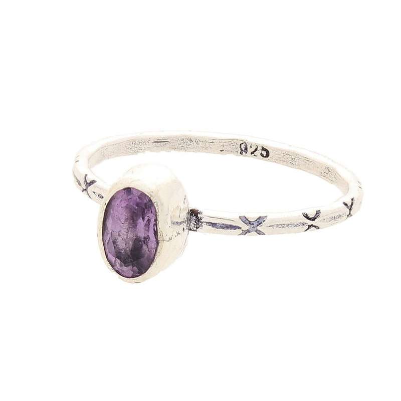 Stacks of Style: Purple Amethyst Oval Sterling Silver Stackable Ring