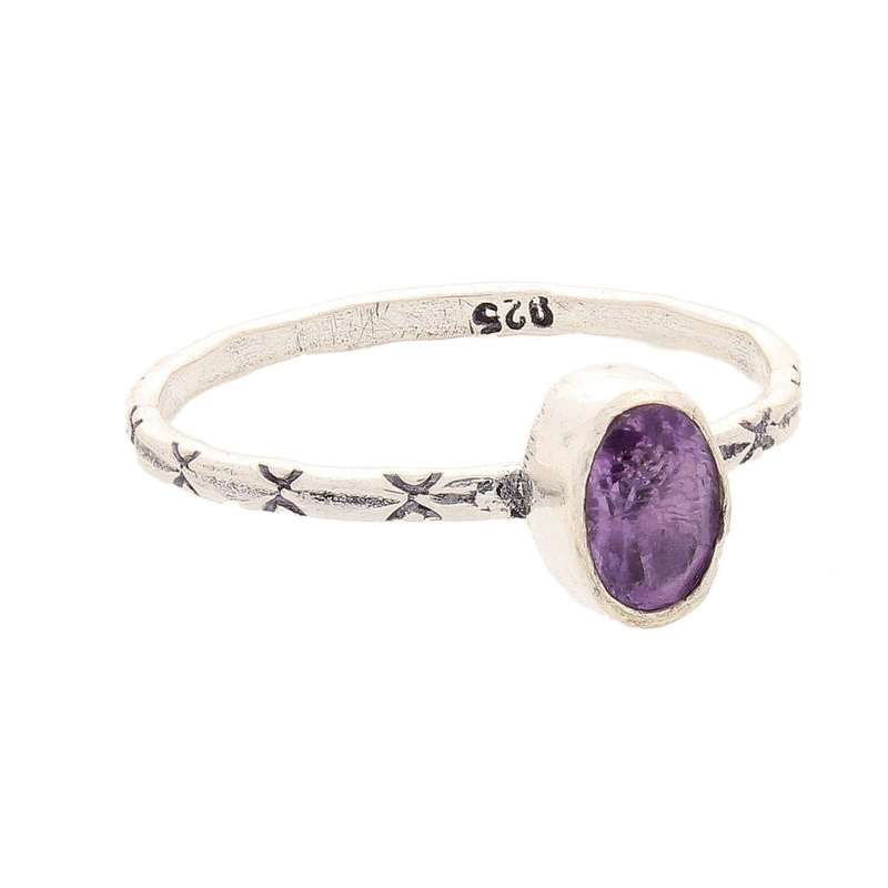 Stacks of Style: Purple Amethyst Oval Sterling Silver Stackable Ring