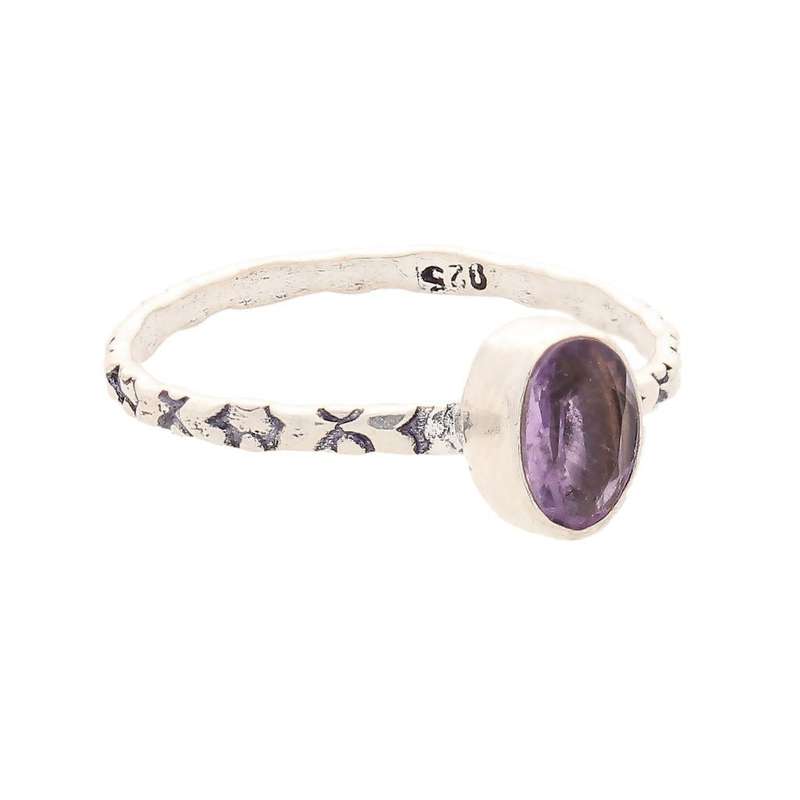Stacks of Style: Purple Amethyst Oval Sterling Silver Stackable Ring