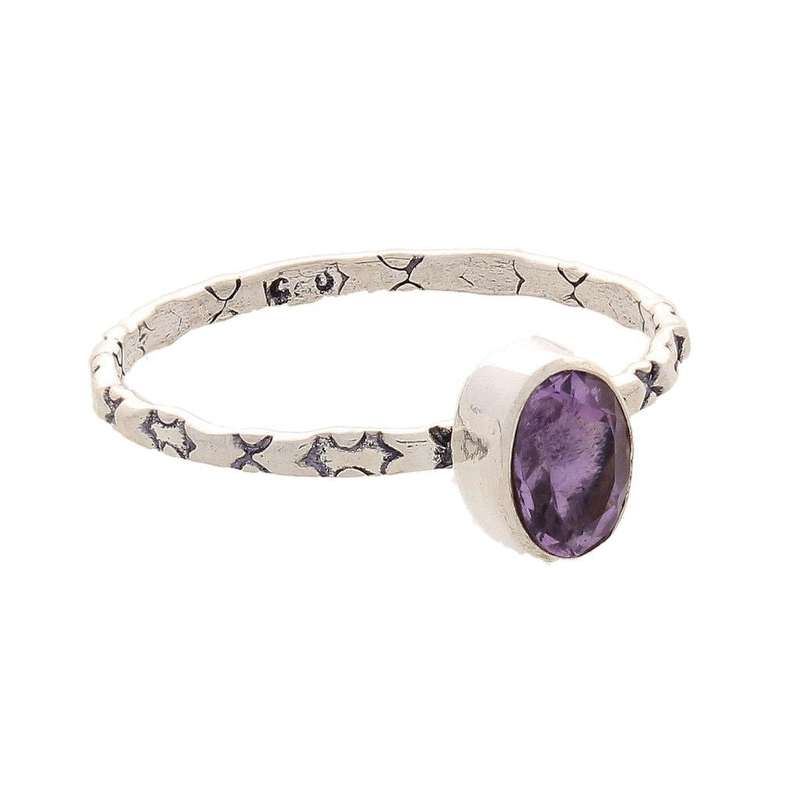 Stacks of Style: Purple Amethyst Oval Sterling Silver Stackable Ring