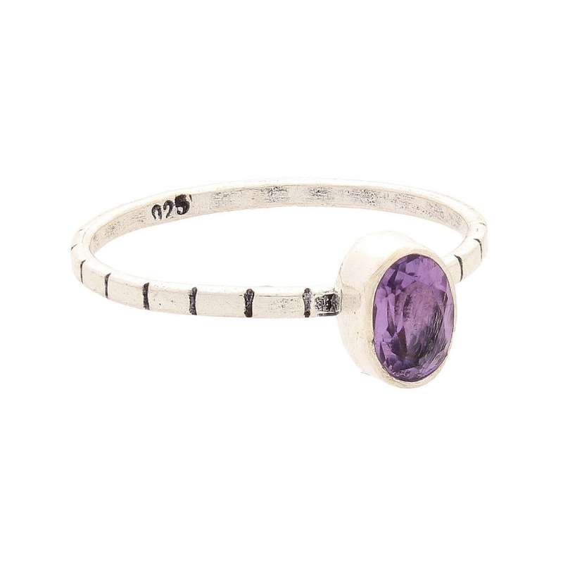 Stacks of Style: Purple Amethyst Oval Sterling Silver Stackable Ring