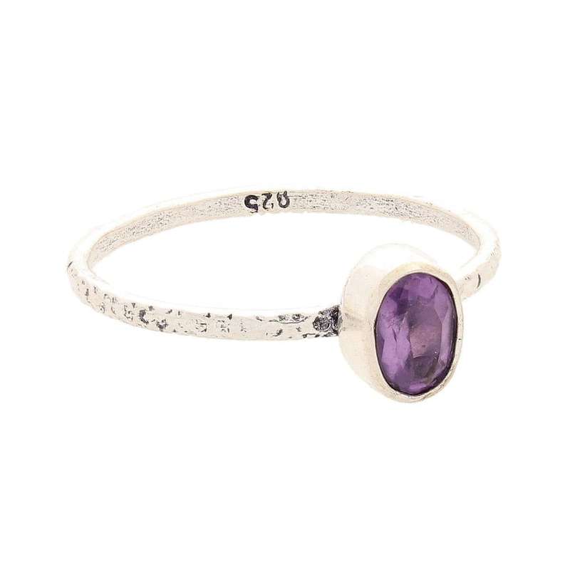 Stacks of Style: Purple Amethyst Oval Sterling Silver Stackable Ring