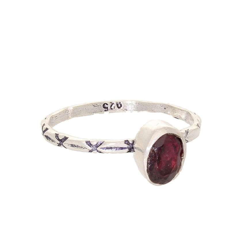 Stacks of Style: Red Garnet Oval Sterling Silver Stackable Ring
