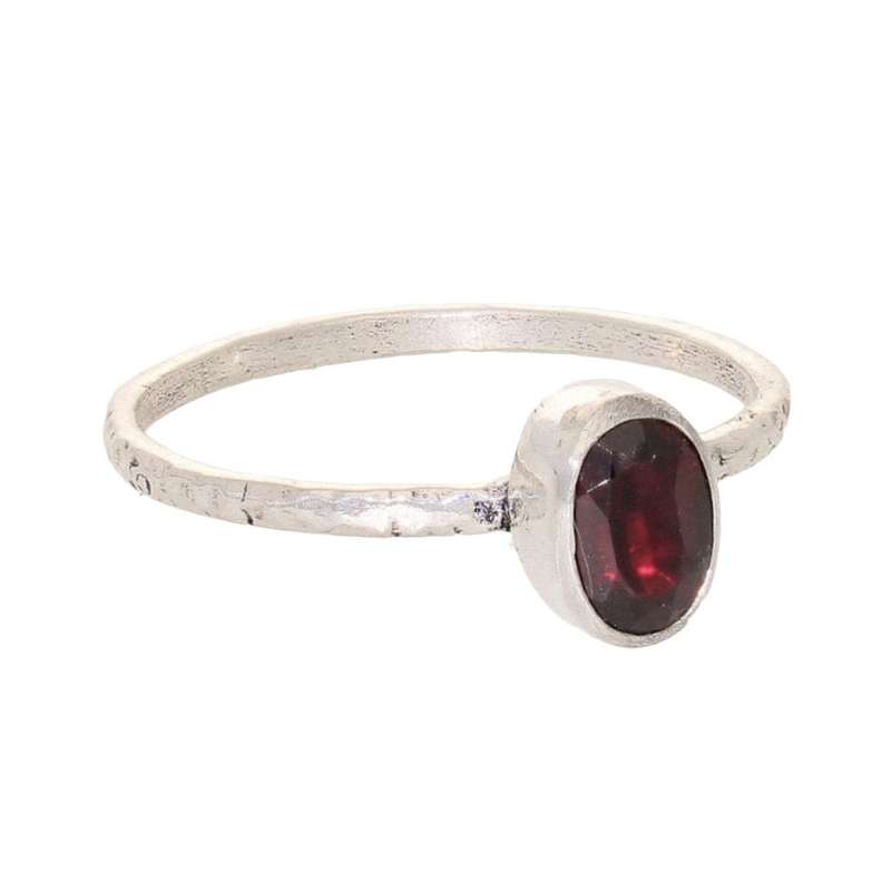 Stacks of Style: Red Garnet Oval Sterling Silver Stackable Ring