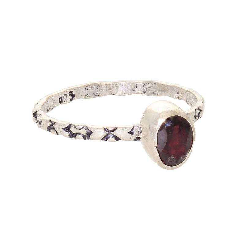 Stacks of Style: Red Garnet Oval Sterling Silver Stackable Ring