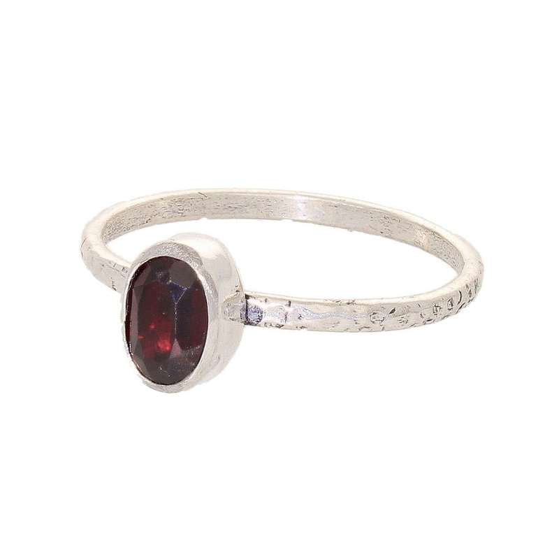 Stacks of Style: Red Garnet Oval Sterling Silver Stackable Ring