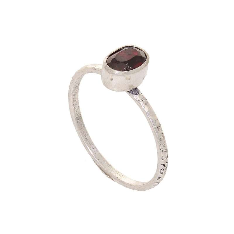 Stacks of Style: Red Garnet Oval Sterling Silver Stackable Ring