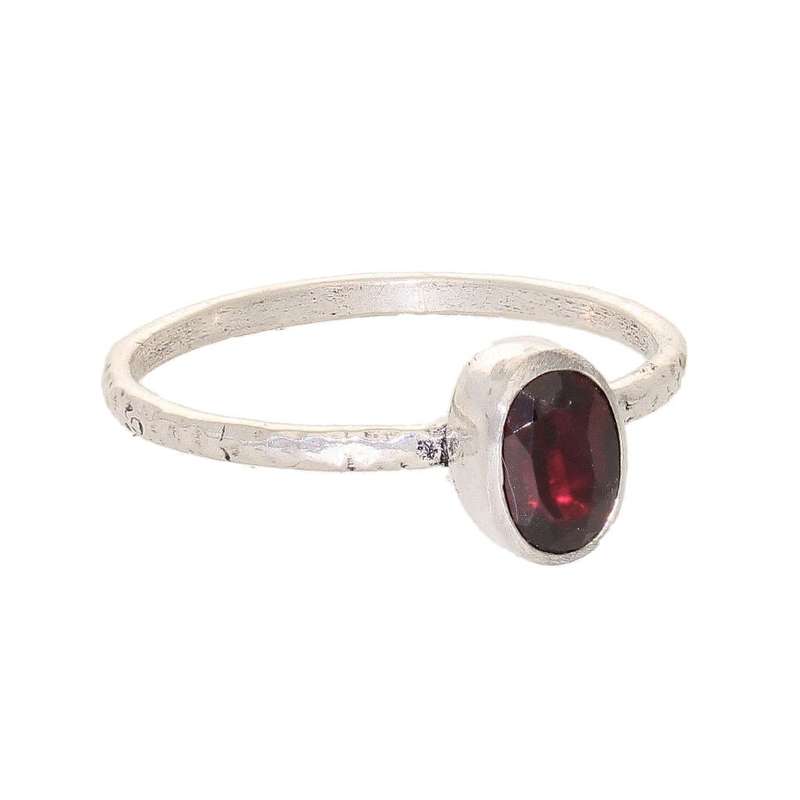 Stacks of Style: Red Garnet Oval Sterling Silver Stackable Ring
