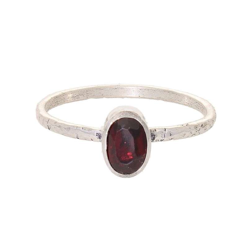 Stacks of Style: Red Garnet Oval Sterling Silver Stackable Ring