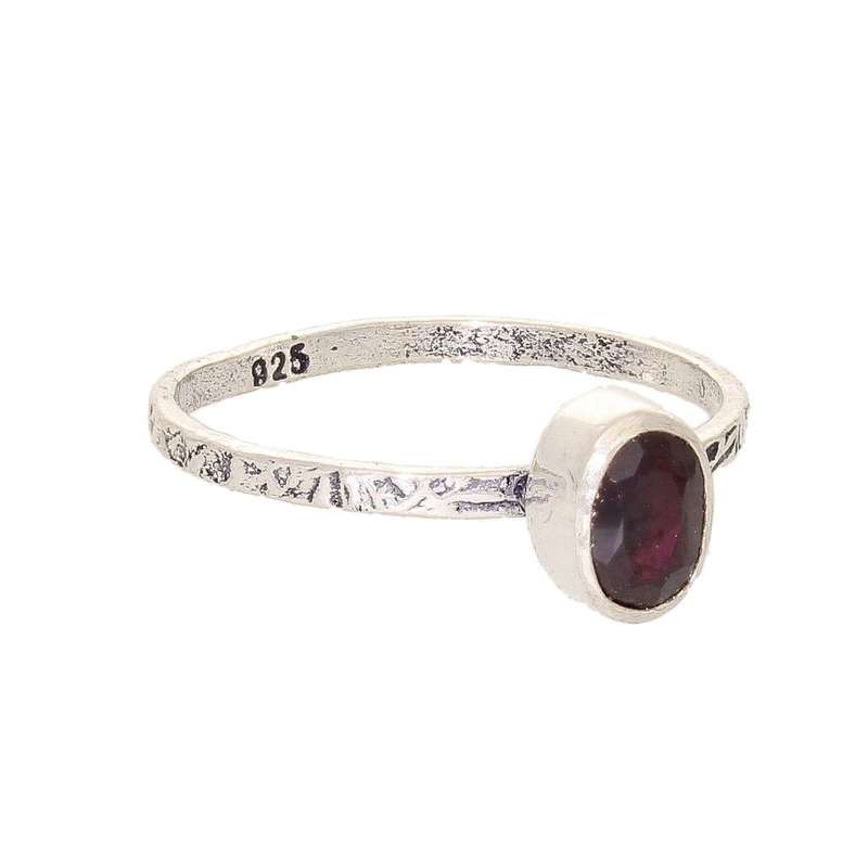 Stacks of Style: Red Garnet Oval Sterling Silver Stackable Ring