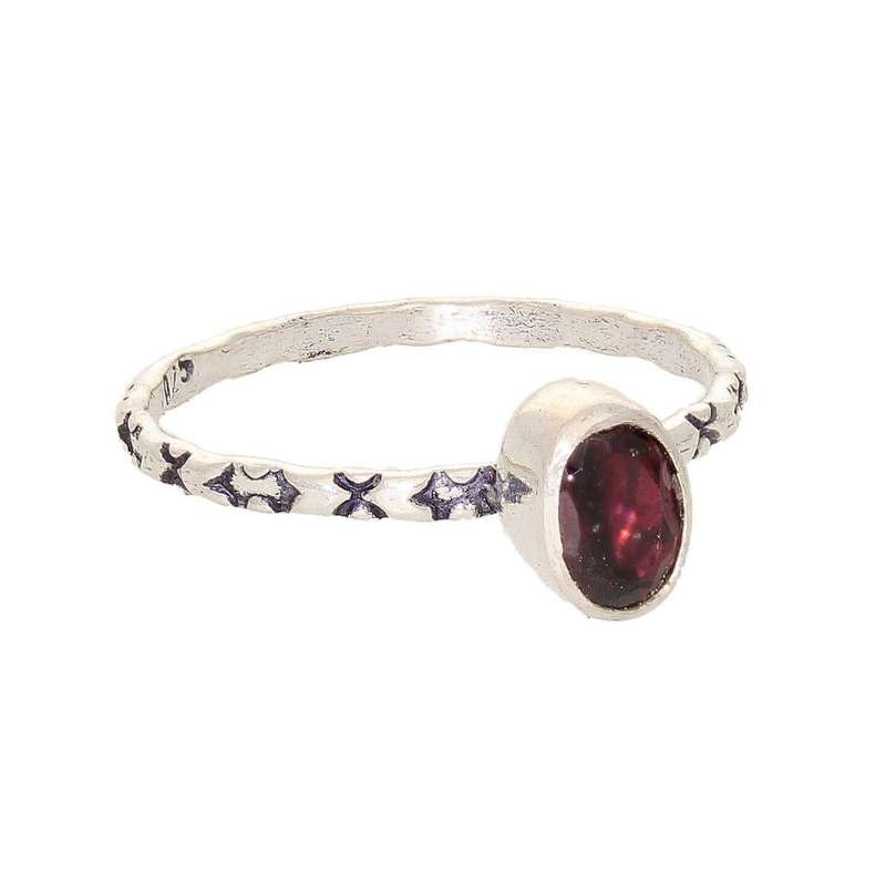 Stacks of Style: Red Garnet Oval Sterling Silver Stackable Ring