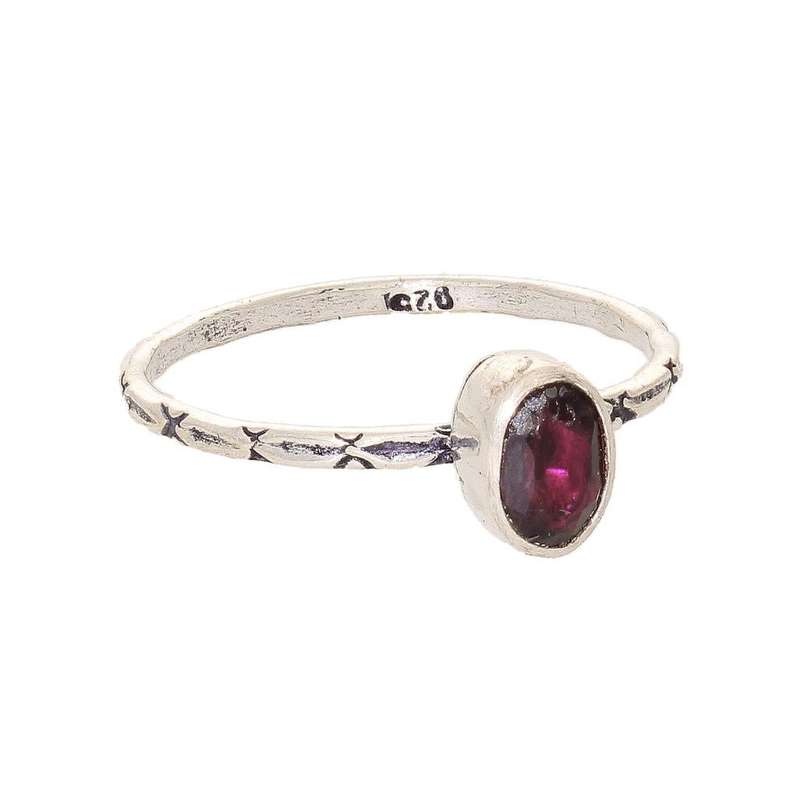 Stacks of Style: Red Garnet Oval Sterling Silver Stackable Ring