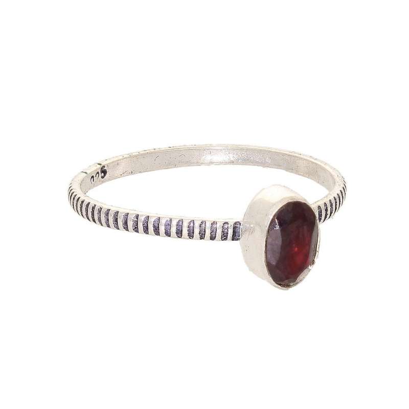 Stacks of Style: Red Garnet Oval Sterling Silver Stackable Ring