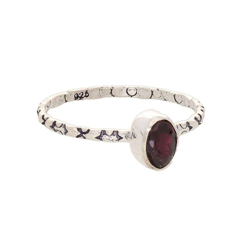 Stacks of Style: Red Garnet Oval Sterling Silver Stackable Ring