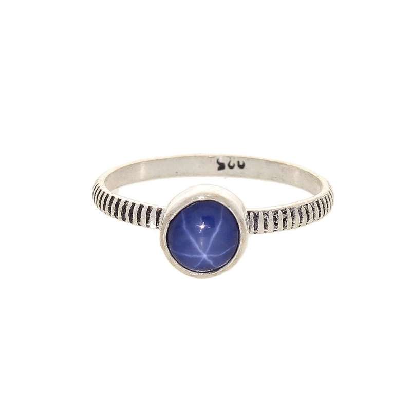 Stacks of Style: Star Sapphire Round Sterling Silver Stackable Ring