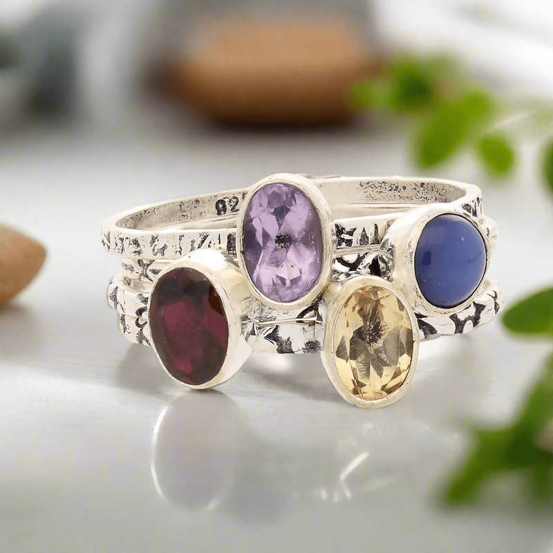 Stacks of Style: Star Sapphire Round Sterling Silver Stackable Ring