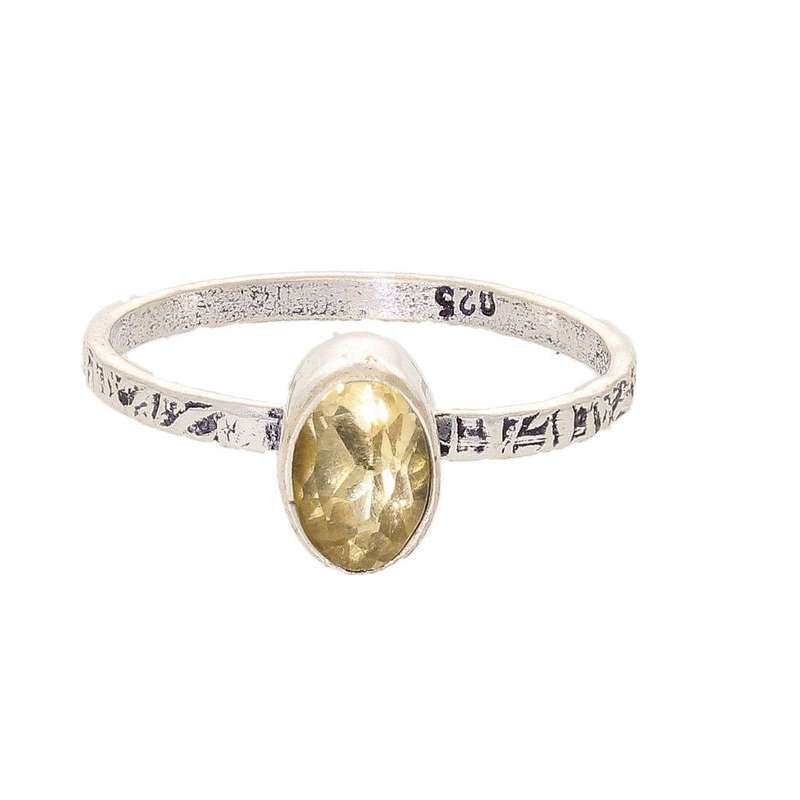 Stacks of Style: Yellow Citrine Oval Sterling Silver Stackable Ring