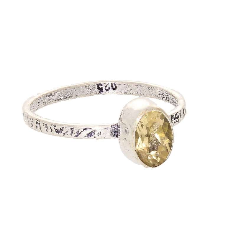 Stacks of Style: Yellow Citrine Oval Sterling Silver Stackable Ring