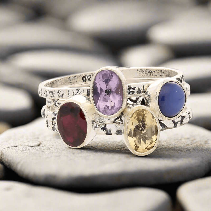 Stacks of Style: Yellow Citrine Oval Sterling Silver Stackable Ring