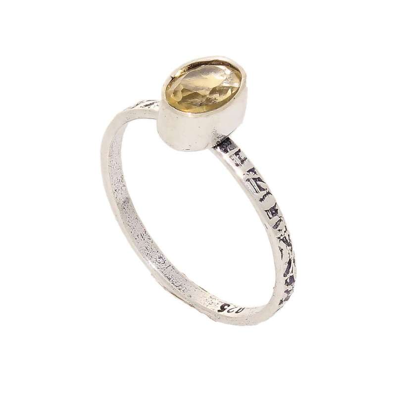 Stacks of Style: Yellow Citrine Oval Sterling Silver Stackable Ring