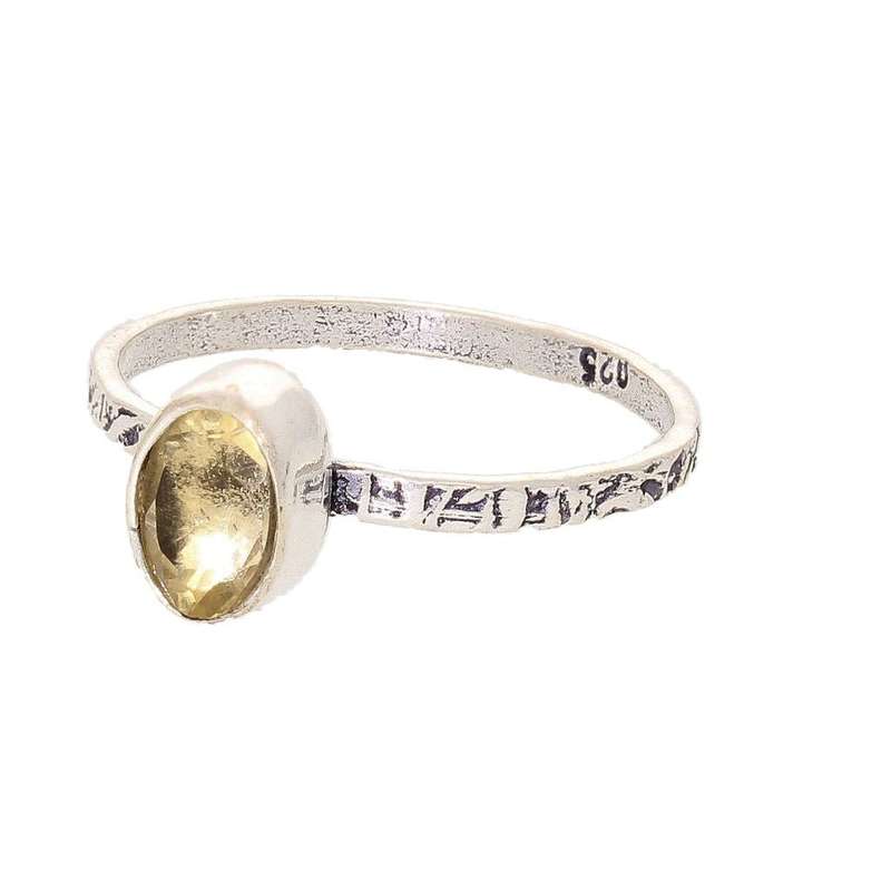 Stacks of Style: Yellow Citrine Oval Sterling Silver Stackable Ring