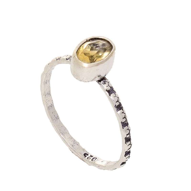 Stacks of Style: Yellow Citrine Oval Sterling Silver Stackable Ring