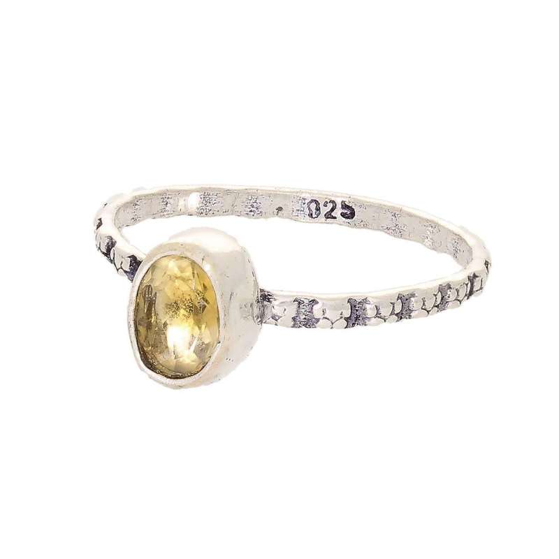 Stacks of Style: Yellow Citrine Oval Sterling Silver Stackable Ring