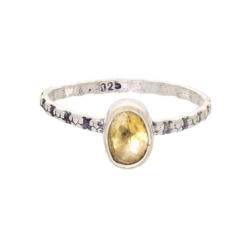 Stacks of Style: Yellow Citrine Oval Sterling Silver Stackable Ring