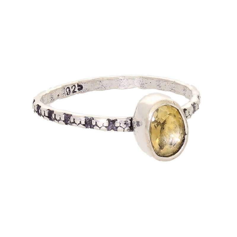 Stacks of Style: Yellow Citrine Oval Sterling Silver Stackable Ring