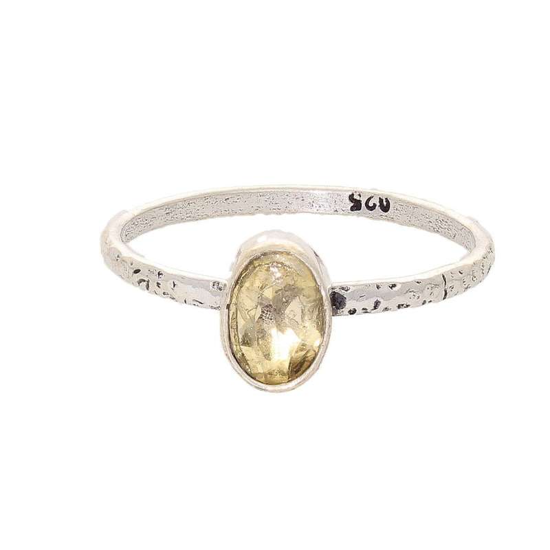 Stacks of Style: Yellow Citrine Oval Sterling Silver Stackable Ring