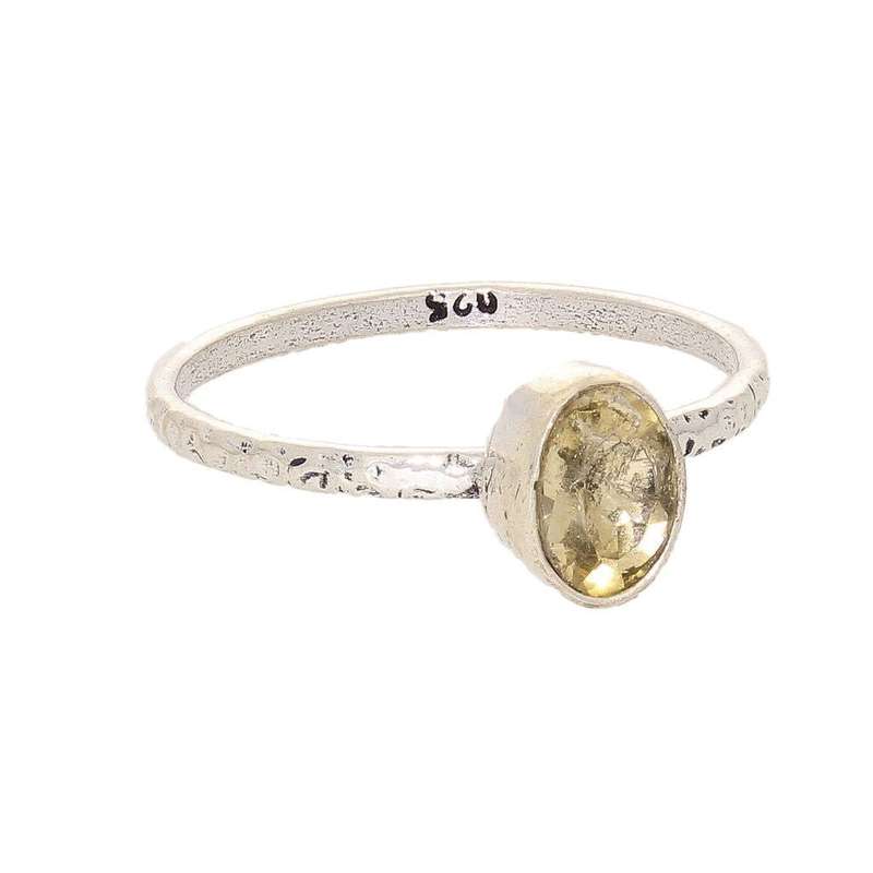 Stacks of Style: Yellow Citrine Oval Sterling Silver Stackable Ring