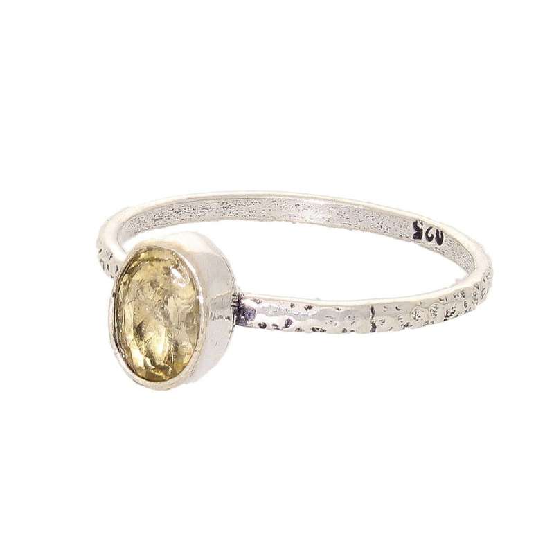 Stacks of Style: Yellow Citrine Oval Sterling Silver Stackable Ring
