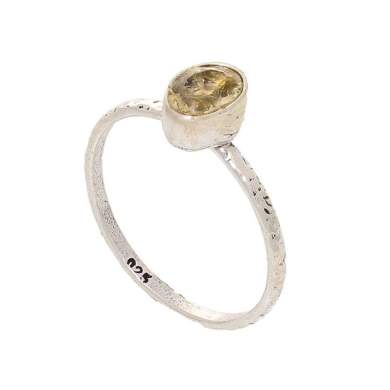 Stacks of Style: Yellow Citrine Oval Sterling Silver Stackable Ring