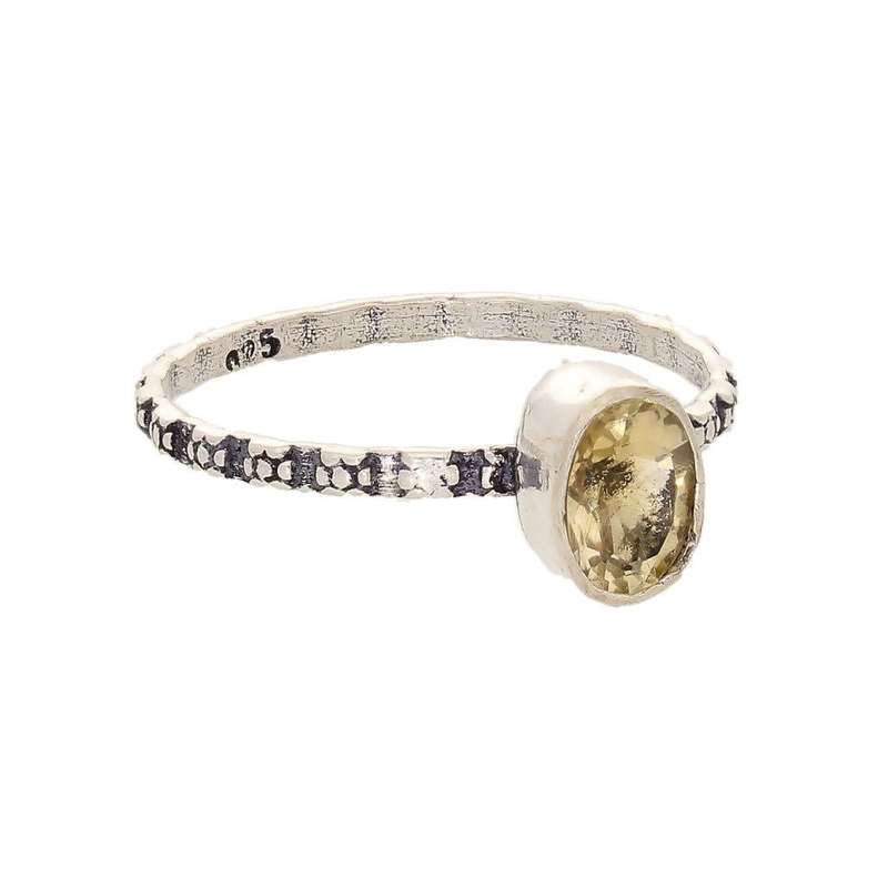Stacks of Style: Yellow Citrine Oval Sterling Silver Stackable Ring