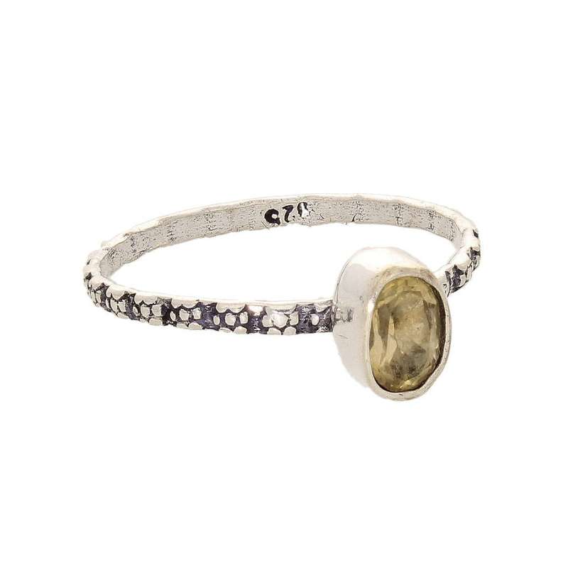 Stacks of Style: Yellow Citrine Oval Sterling Silver Stackable Ring