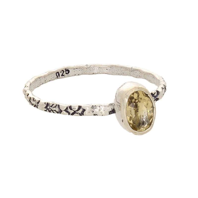 Stacks of Style: Yellow Citrine Oval Sterling Silver Stackable Ring