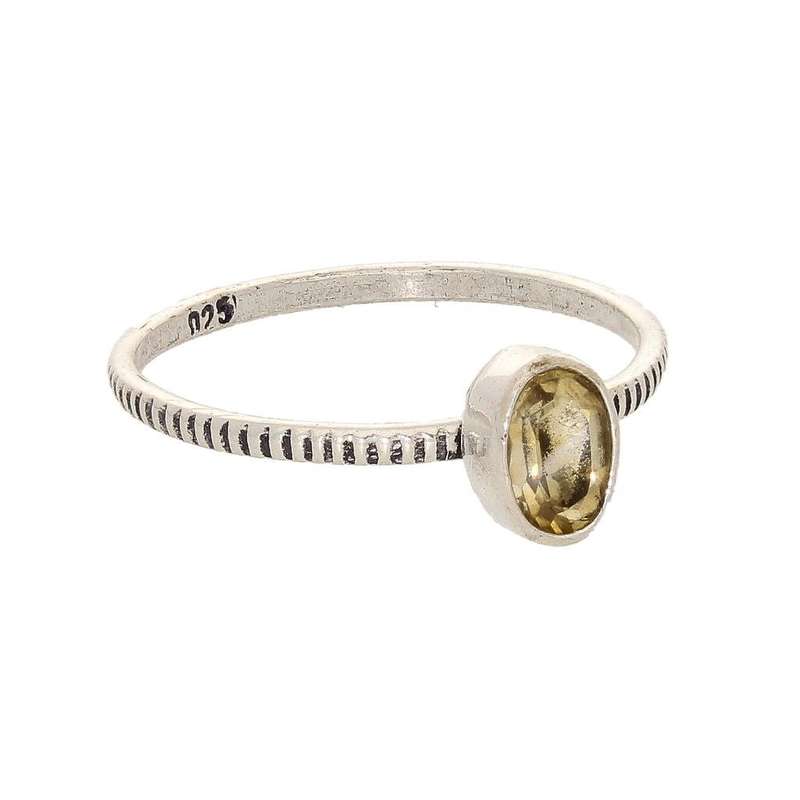 Stacks of Style: Yellow Citrine Oval Sterling Silver Stackable Ring